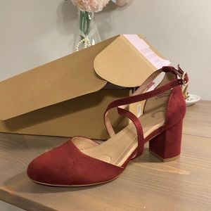 Journee Collection Wine Red Womens Foster Pumps